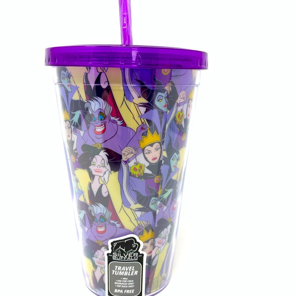 Silver Buffalo Disney Evil Queens Collage Travel Tumbler 16oz